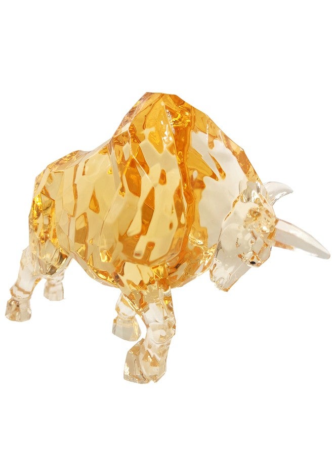 DARMOMOON FengShui Wall Street Bull Statue Acrylic Bull Figurine Sculpture Home Office Desk Decorative Ornament 8.7''L (Amber) - Image 3